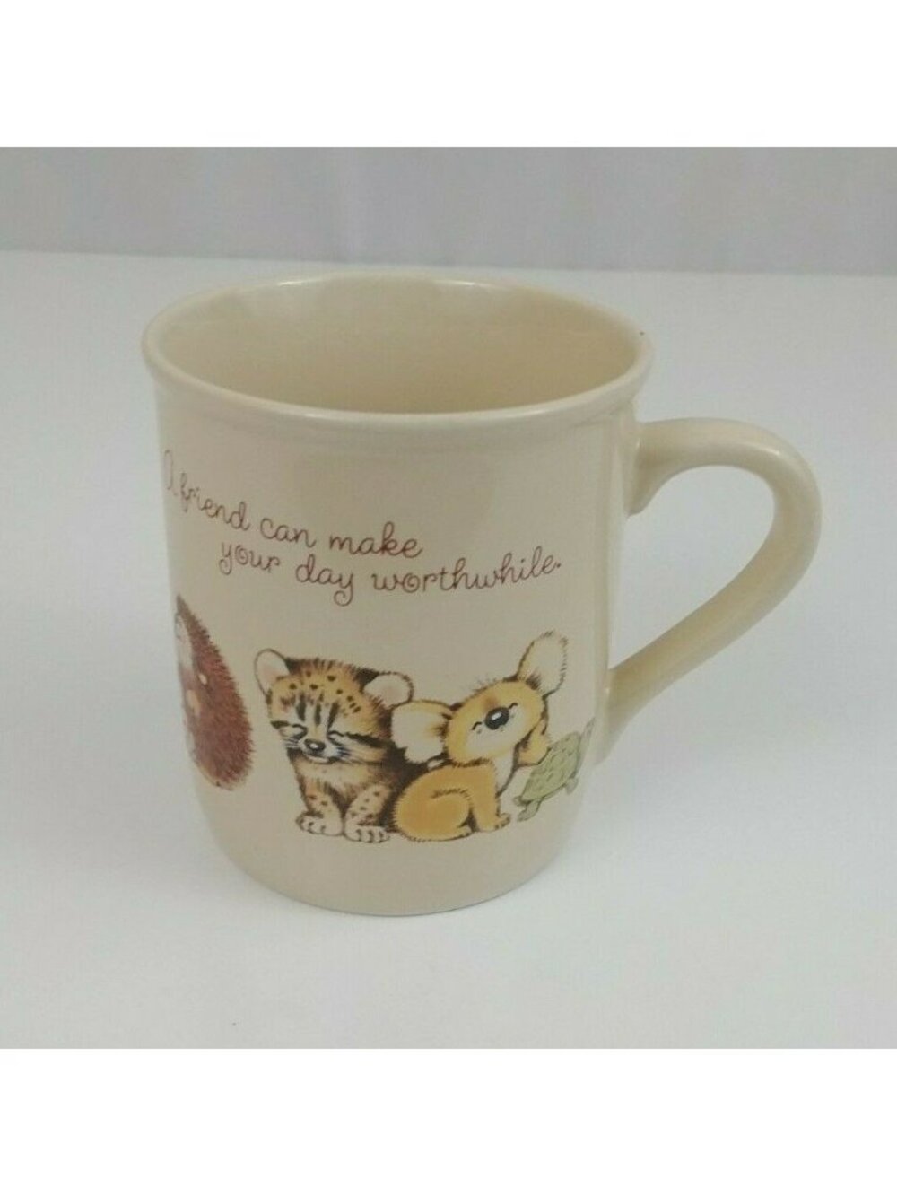 Vintage 1983 Hallmark Mug Mates A Friend Can Make Your Day Worthwhile Coffee Cup